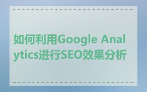 如何利用Google Analytics进行SEO效果分析