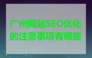 广州网站SEO优化的注意事项有哪些