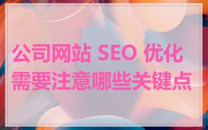 公司网站 SEO 优化需要注意哪些关键点