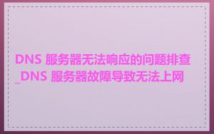 DNS 服务器无法响应的问题排查_DNS 服务器故障导致无法上网