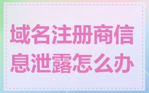 域名注册商信息泄露怎么办