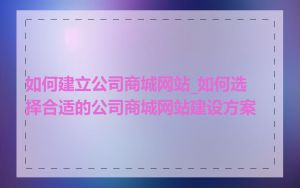 如何建立公司商城网站_如何选择合适的公司商城网站建设方案