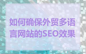 如何确保外贸多语言网站的SEO效果