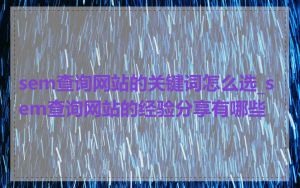 sem查询网站的关键词怎么选_sem查询网站的经验分享有哪些