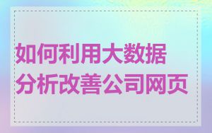 如何利用大数据分析改善公司网页