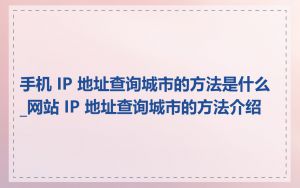 手机 IP 地址查询城市的方法是什么_网站 IP 地址查询城市的方法介绍