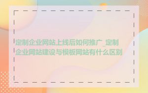 定制企业网站上线后如何推广_定制企业网站建设与模板网站有什么区别