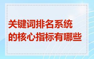 关键词排名系统的核心指标有哪些