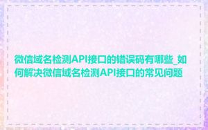 微信域名检测API接口的错误码有哪些_如何解决微信域名检测API接口的常见问题
