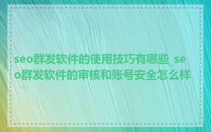 seo群发软件的使用技巧有哪些_seo群发软件的审核和账号安全怎么样