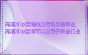 高精准ip查询的应用场景有哪些_高精准ip查询可以应用于哪些行业