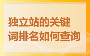 独立站的关键词排名如何查询