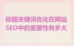 标题关键词优化在网站SEO中的重要性有多大