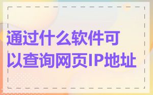 通过什么软件可以查询网页IP地址