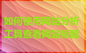 如何使用网站分析工具查看网站标题