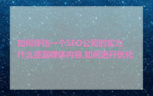 如何评估一个SEO公司的实力_什么是富媒体内容,如何进行优化
