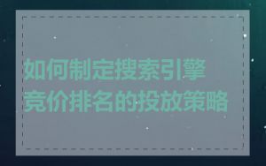 如何制定搜索引擎竞价排名的投放策略
