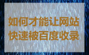 如何才能让网站快速被百度收录